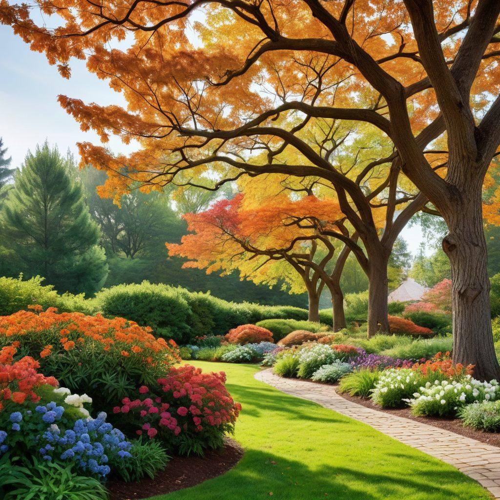 A serene landscape showcasing healthy, vibrant trees being pruned by skilled arborists. Include a variety of tree species, detailed tools such as pruning shears, and an educational aspect with infographics about arboriculture techniques in the background. The scene should reflect a harmonious relationship between nature and human intervention, capturing the essence of tree preservation. super-realistic. vibrant colors. natural setting.